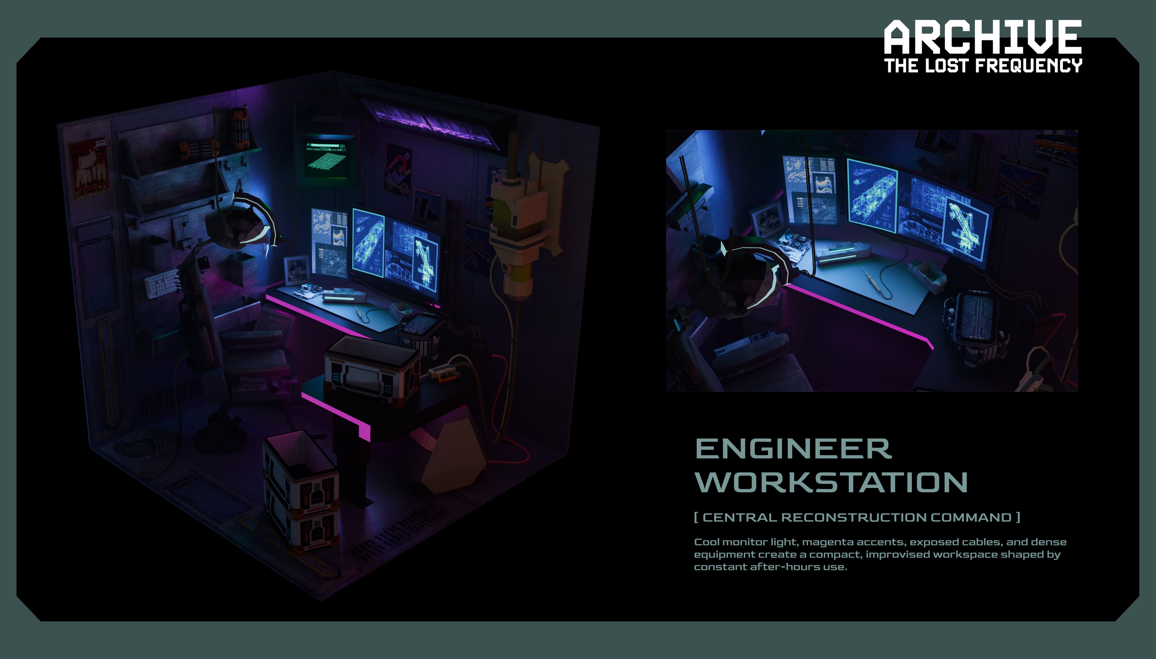Archive: The Lost Frequency — Engineer workstation — rendered study